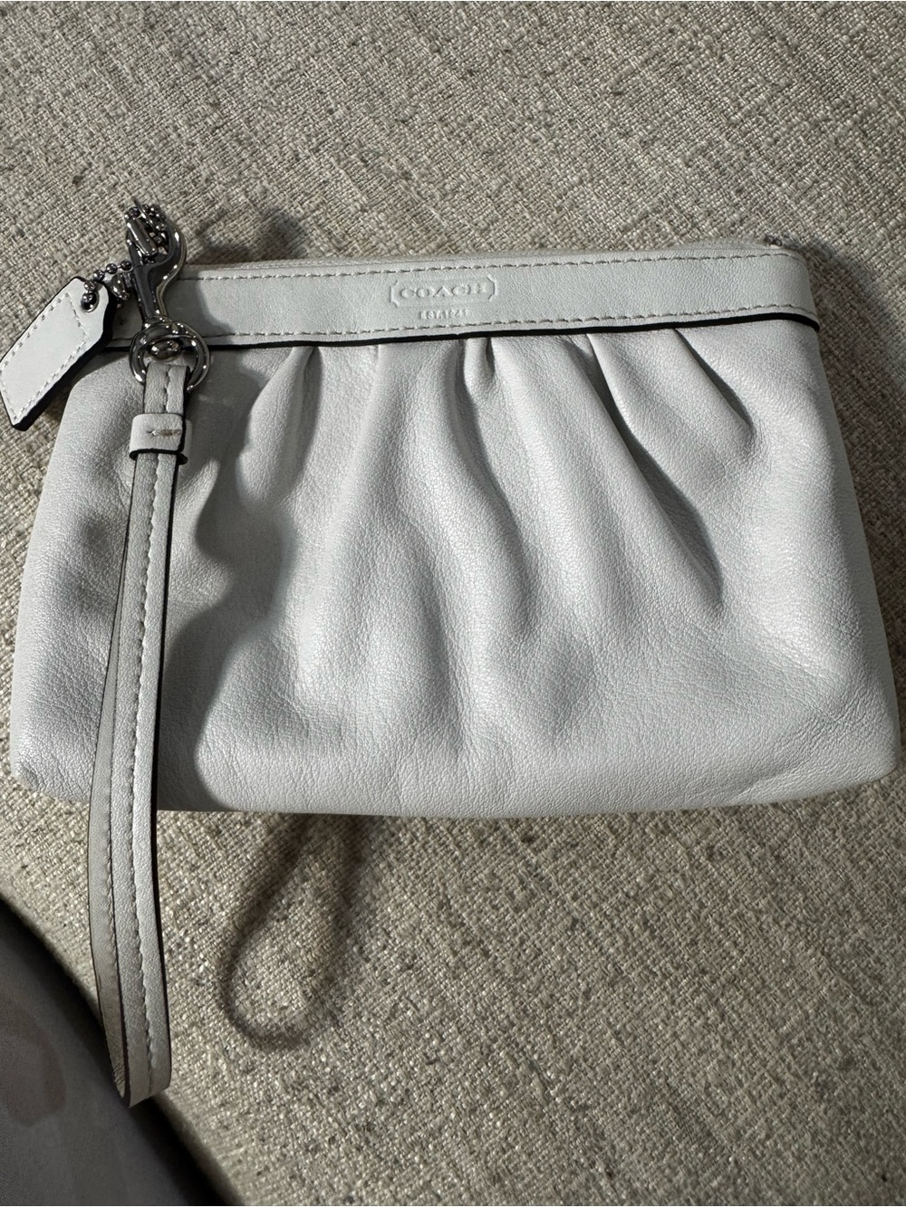 COACH Leather Wristlet Clutch in Light Gray